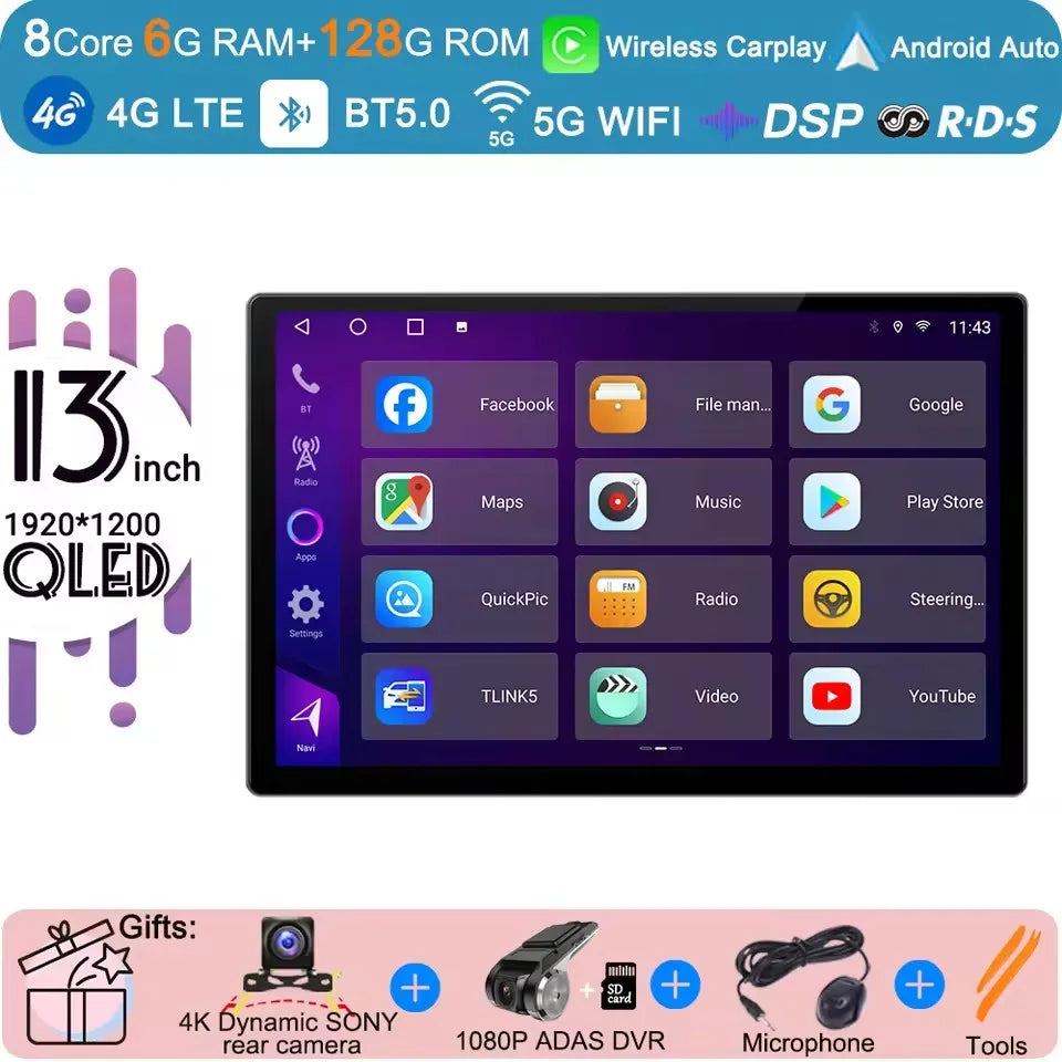 13 inch Android 15 Carplay Auto Car Radio Multimedia For  Chevrolet Silverado 3 GMTK2 2014 2015 2016  2017 2018 Autoradio