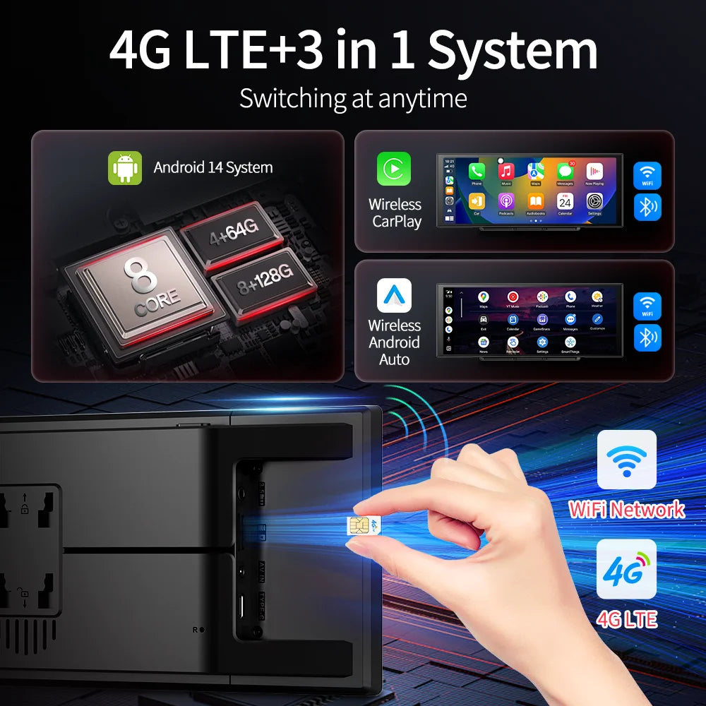 Imagebon M70 11.4" 4G Android 14 Dashcam with Wireless CarPlay & Android Auto