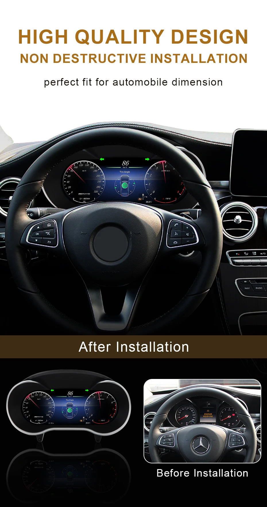 STWEI 2024 New Lcd Digital Dashboard Cluster Digital Speedometer For Mercedes Benz A Class W176 GLA CLA  C117 GLC W205 W212 W207