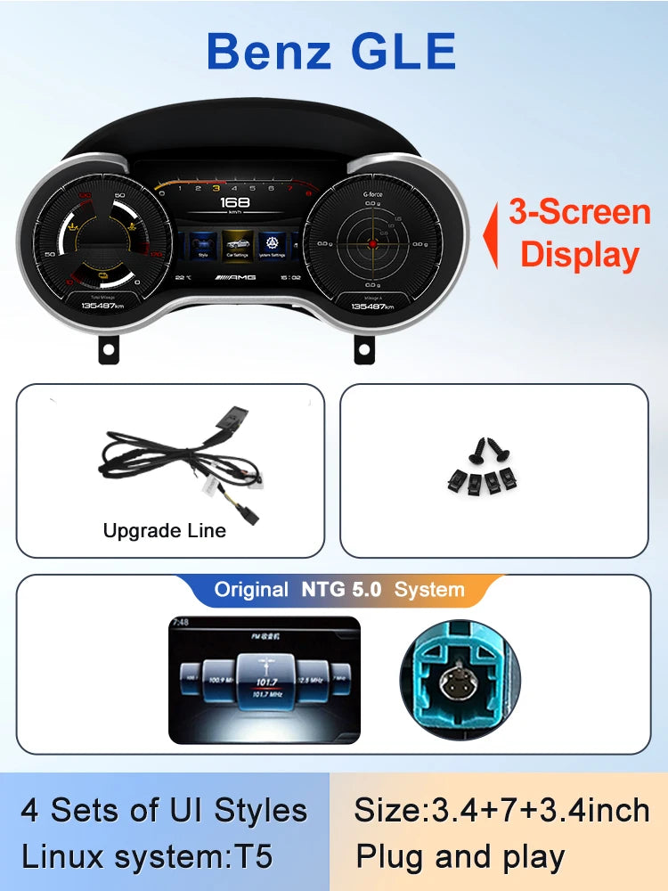 STWEI 2024 New Lcd Digital Dashboard Cluster Digital Speedometer For Mercedes Benz A Class W176 GLA CLA  C117 GLC W205 W212 W207
