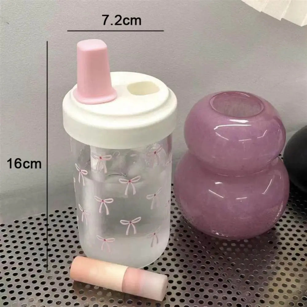 Cute Bowknot 500/700ml Water Bottles Juice Milk Plastic Cup with Lid Straw Bubble Tea Coffee Cups Large Capacity Drinkware