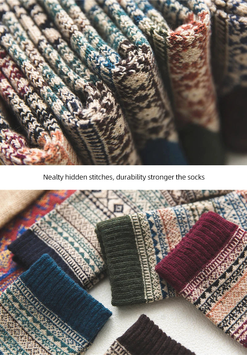 Men's Wool Blend Winter Socks, 5 Pairs