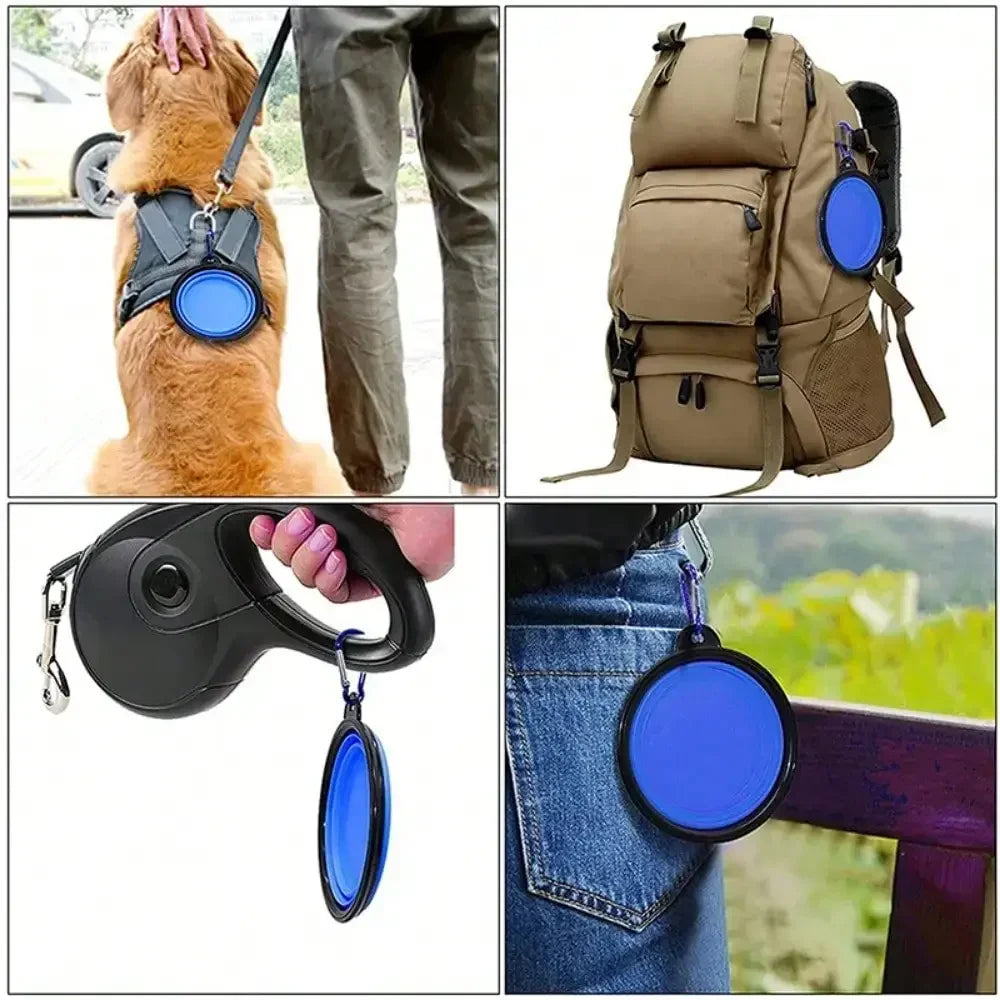 Collapsible Dog Water Bottle and Food Bowl, 2-in-1 Travel Feeder