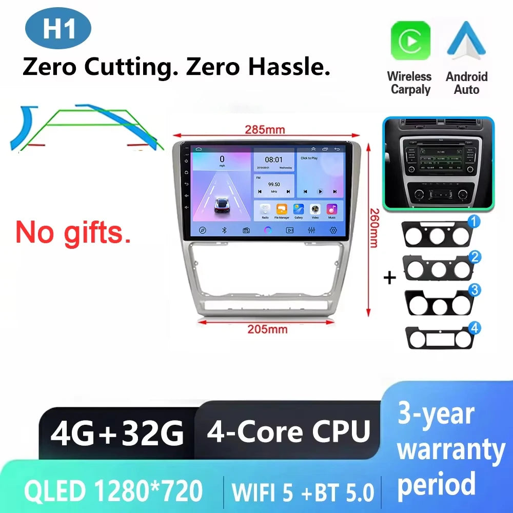 Car Stereo with Apple CarPlay & Android Auto, Compatible with Skoda Octavia 2 A5