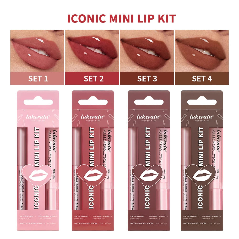 Lip Combo Matte Lipstick + Lip Liner Pen Lip Gloss Set Hydrating Matte Waterproof Long Lasting Lip lipstick set Lip Makeup Set
