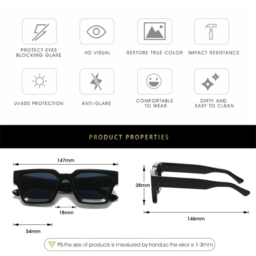 KLASSNUM Square Sunglasses — Retro Unisex UV400 Shades