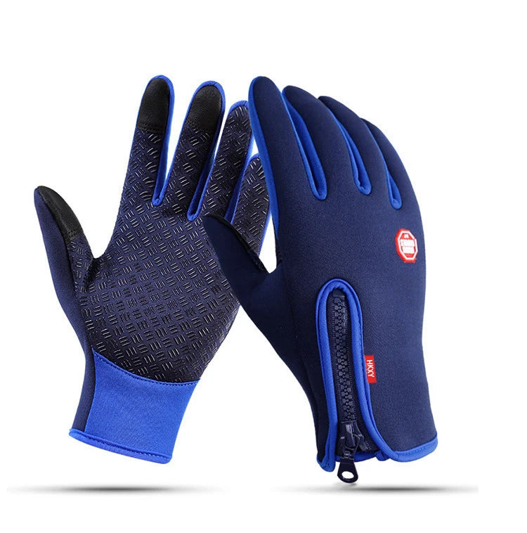 Unisex Touchscreen Winter Gloves, Windproof Zipper Gloves