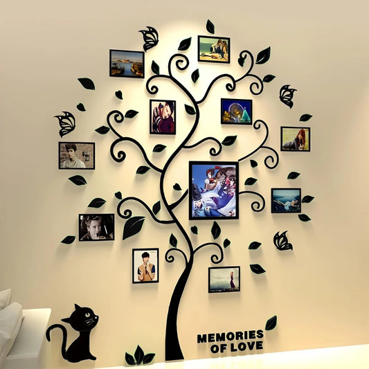 Acrylic Cat Tree Photo Frame Wall Decal - 3D DIY Wall Sticker