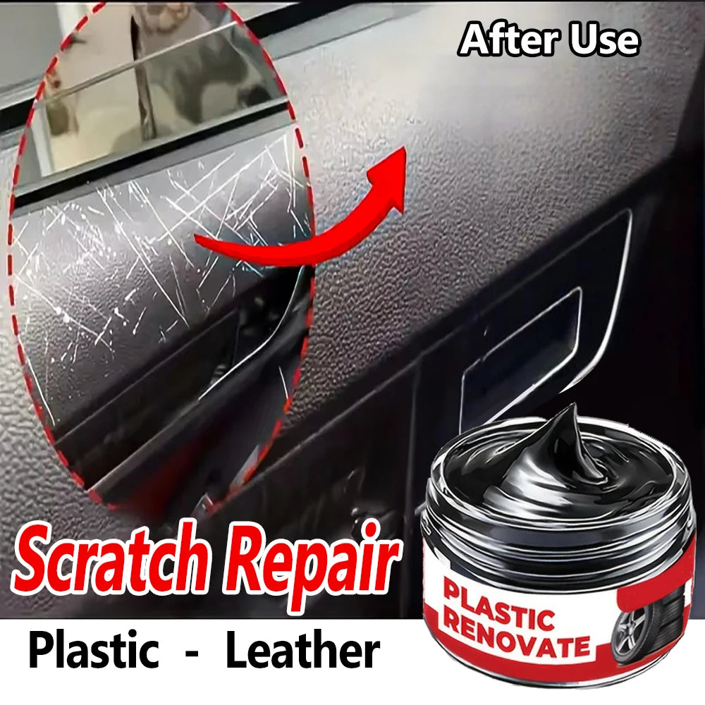 Car Interior Scratch Repair Paste Tire Shine Restoration of Black Interior and Dashboard Plastic Surfaces