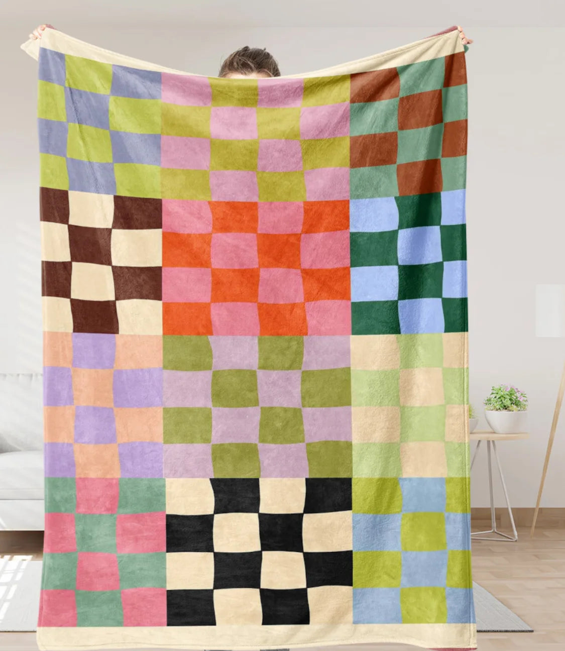Checkered Blanket Hoodie - Soft Flannel Wearable Throw for Adults and Kids