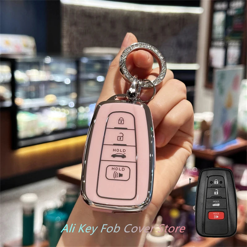 for Toyota Key Fob Cover For 2020-2024 Highlander 2018-2024 RAV4 Camry C-HR Corolla Avalon Prius Key Shell Case Keychain