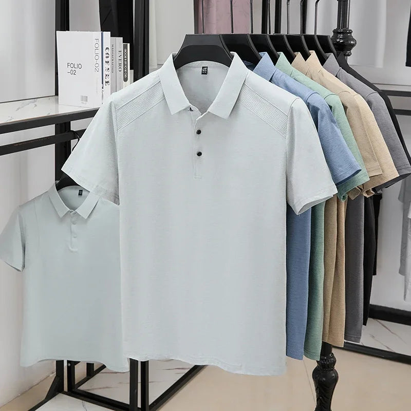 Men's Lapel Polo Shirt - Perforated Breathable, Soft Summer Fabric