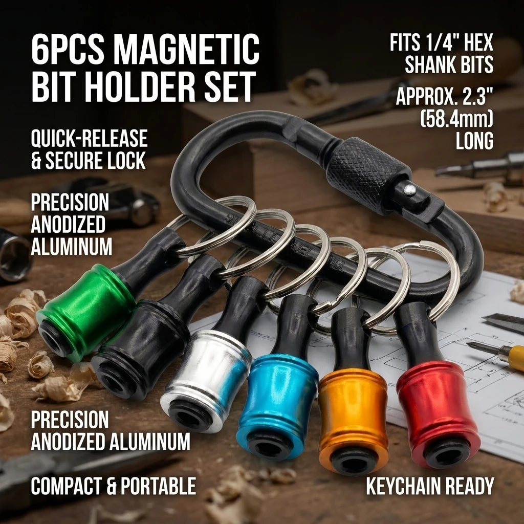 6PC Hex Handle Screwdriver Set Quick-Change Color-Coded Extension Rods Key Chain
