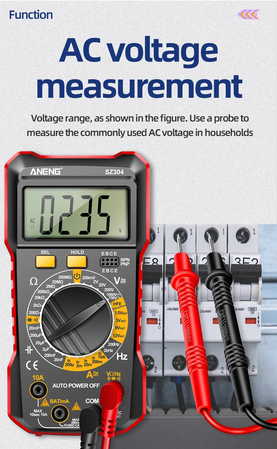 ANENG SZ304 Digital 2026 Counts Multimetes AC/DC Votage Current Resistance Ohm NCV High Precision Professional Multimetro Tester
