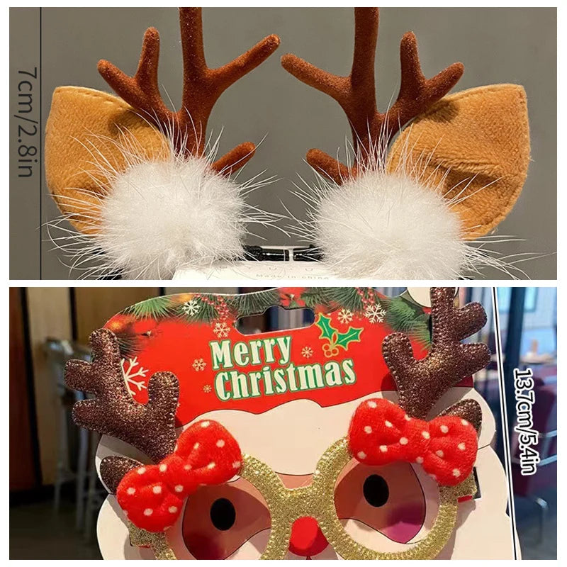 2026 Christmas Hair Clips Kawaii Christmas Headbands Hair Accessories Deer Ear Hairpin for Girl Photograph Prop Xmas Party Decor