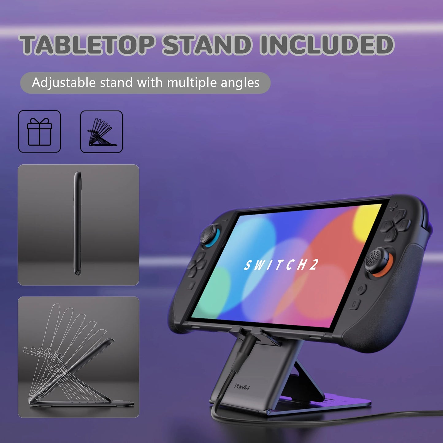 PlayVital Ranger Dockable Silicone Grip Case with Hard Shell Cover for Nintendo Switch 2 Full-Body Cover with Stand & Thumb Grip