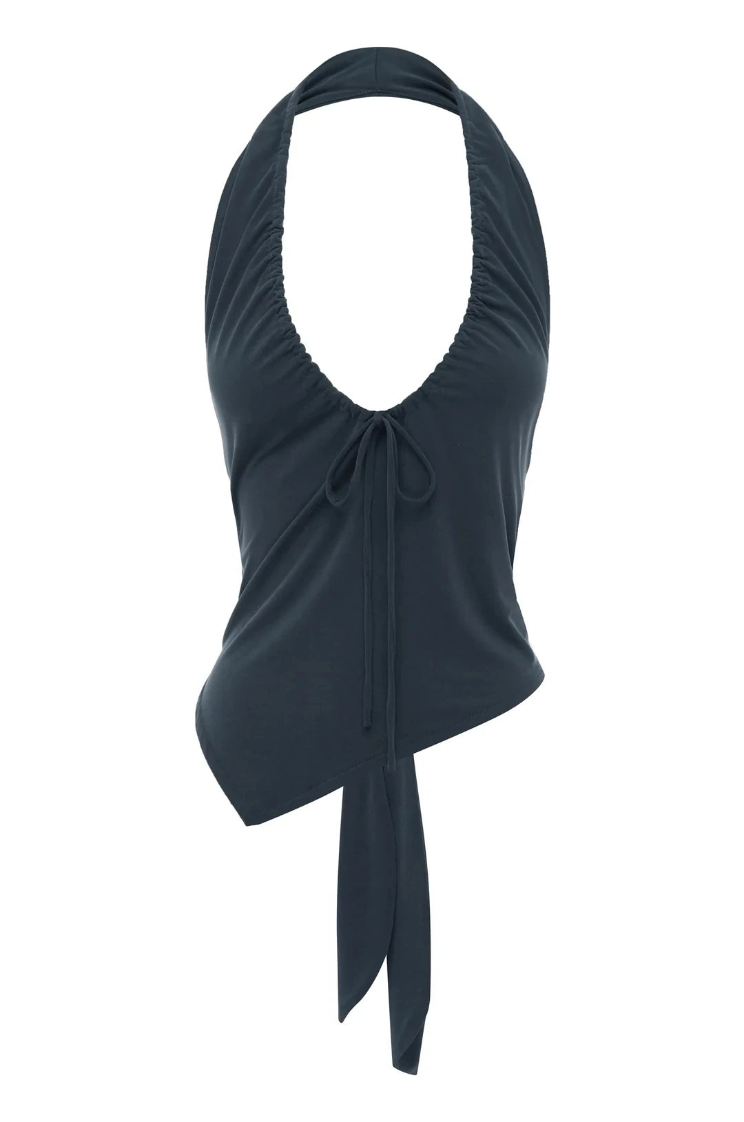 Deep-V Halter Top with Back Tie — Women's Backless Crop Top