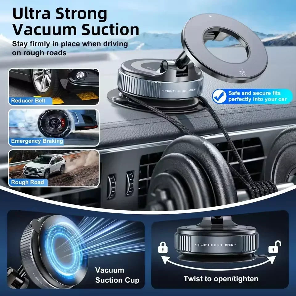 2026 Strong Magnetic Car Phone Holder Foldable Design 360° Adjustable Vacuum Mount For Car/desk/bathroom/universal Use