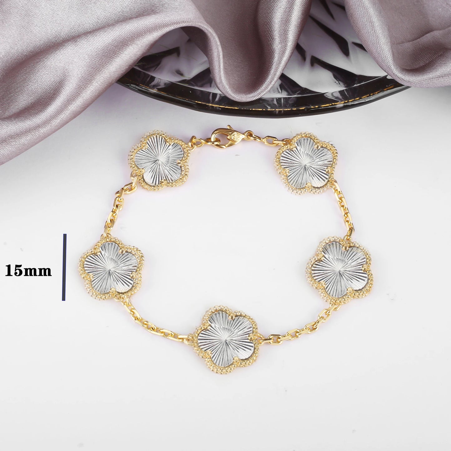 Five-Petal Flower Pendant Necklace — Natural Stone, 7 Colors