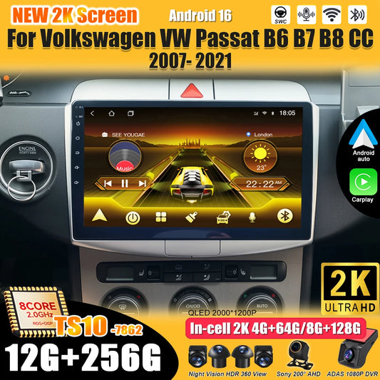 Car Stereo with Apple CarPlay & Android Auto, Compatible with Volkswagen VW Passat B6 B7 B8 CC