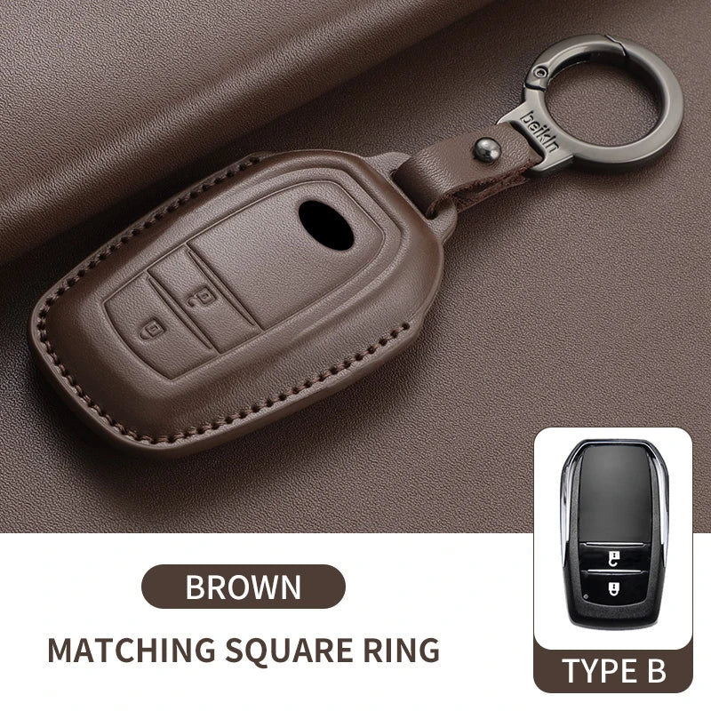 New Leather Car Remote Key Case Cover Shell For Toyota Prius Camry Corolla Avalon CHR RAV4 Land Cruiser Prado Keyless Key Fob