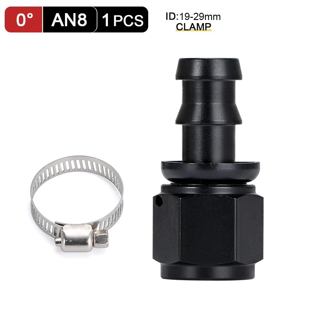 Universal AN6 AN8 AN10 Push-on Hose End Fittings Fuel Oil Cooler Hose Fitting 0 45 90 180 Degree Reusable Connection Adapter