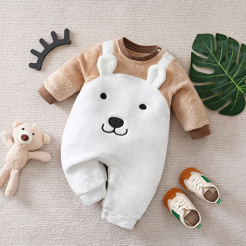 Baby Cartoon Flannel Jumpsuit - Thick Warm Winter Onesie