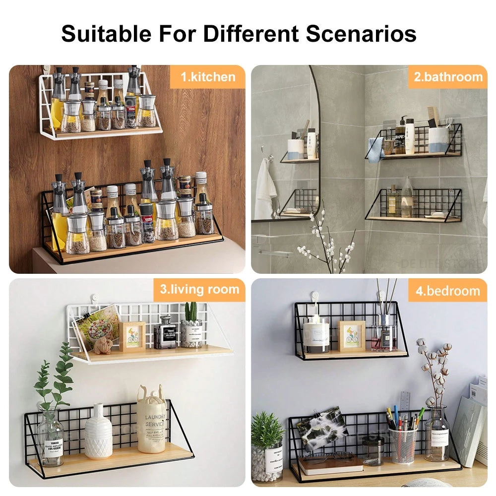 Hanging Wooden Spice Rack - Wall-Mounted Seasoning Jar Shelf - photo 5