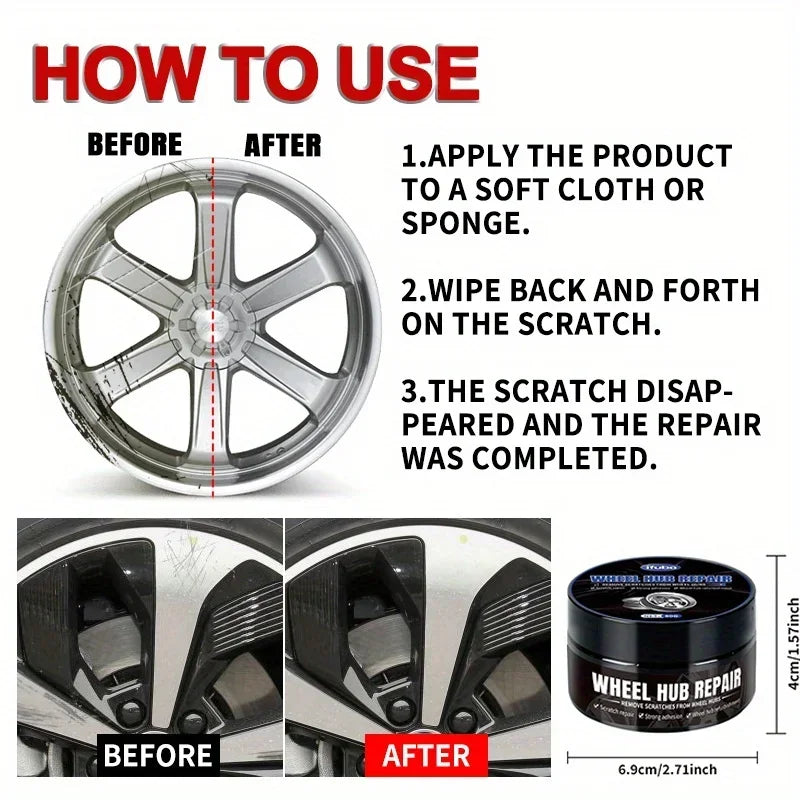 Wheel hub Scratch Repair wax - Automobile tire detail repair and deep conditioning, no residue
