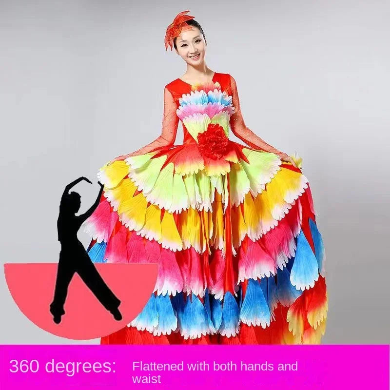 Women's big swing petal flamenco dress