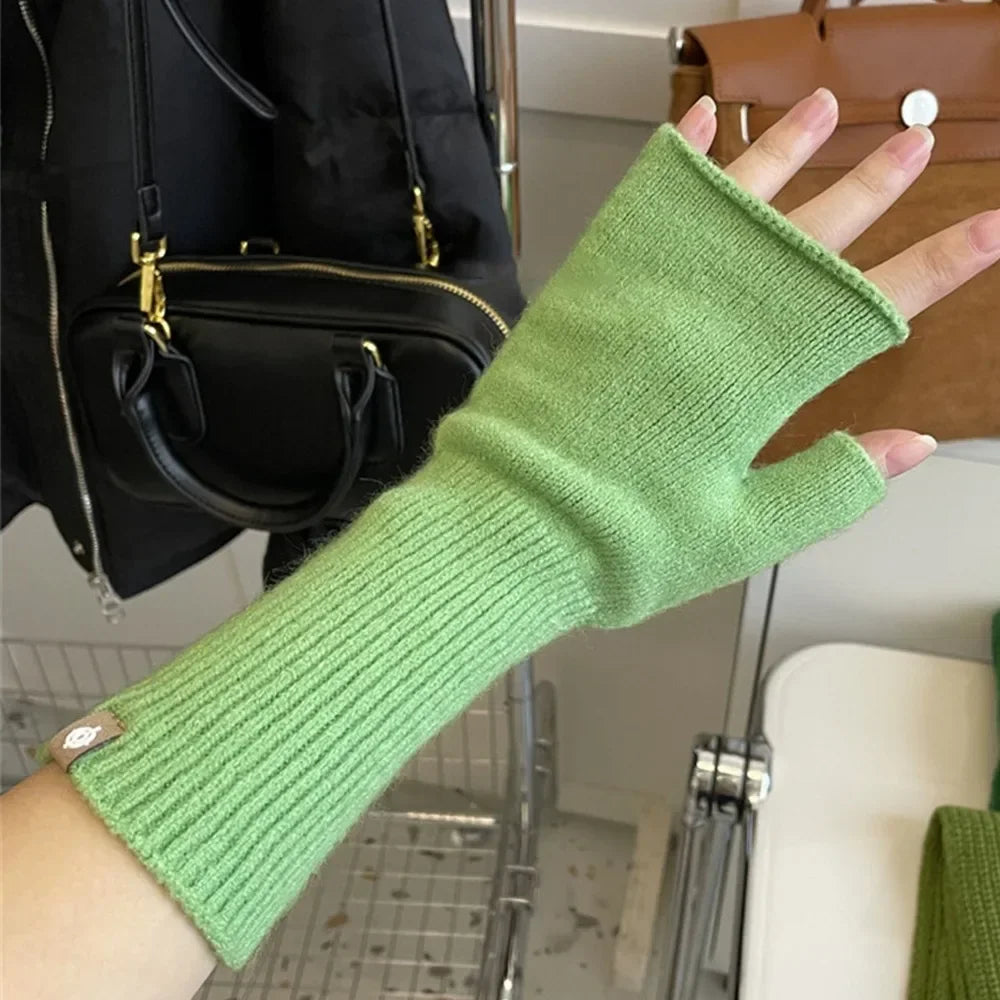 Long Knit Fingerless Gloves - Stretch Arm Sleeves for Fall and Winter - photo 11