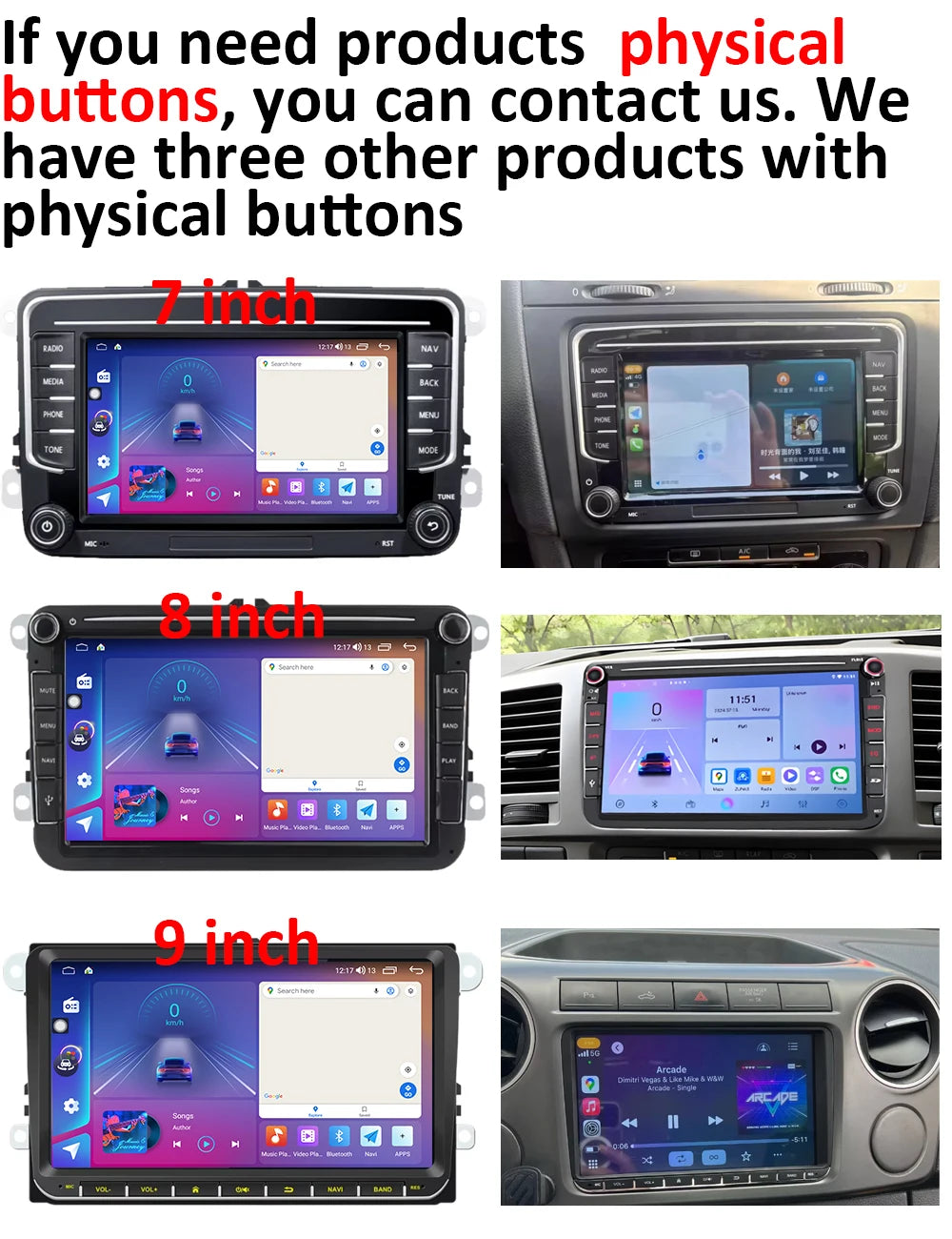 9" Android Car Stereo for VW T5, Jetta, Passat B6, Golf MK6, Tiguan, Touran, Scirocco & Skoda Rapid, Octavia, Seat Leon — CarPlay, GPS