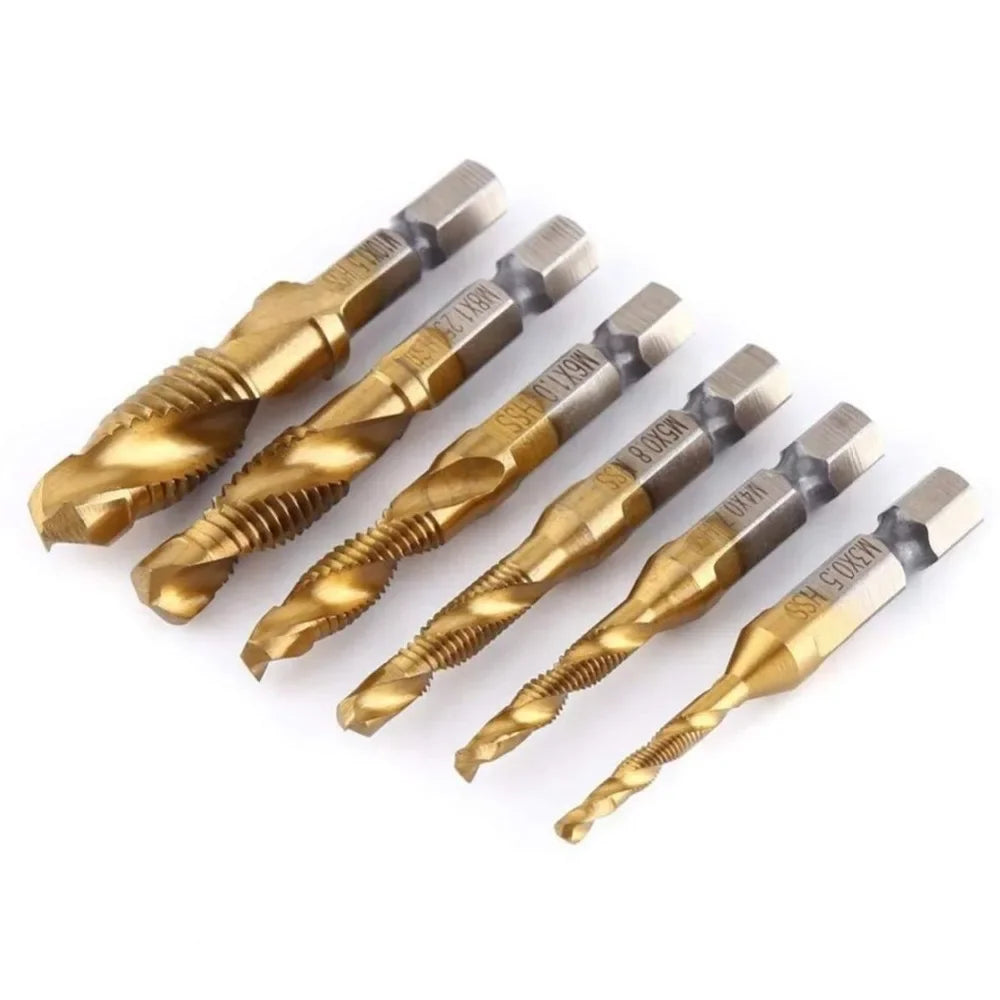 MMAlto HSS Titanium-Coated Metric Tap Set – M3 M4 M5 M6 M8 M10 | Screw Thread Machine Compound Tap | Individual & 6-Piece Sets