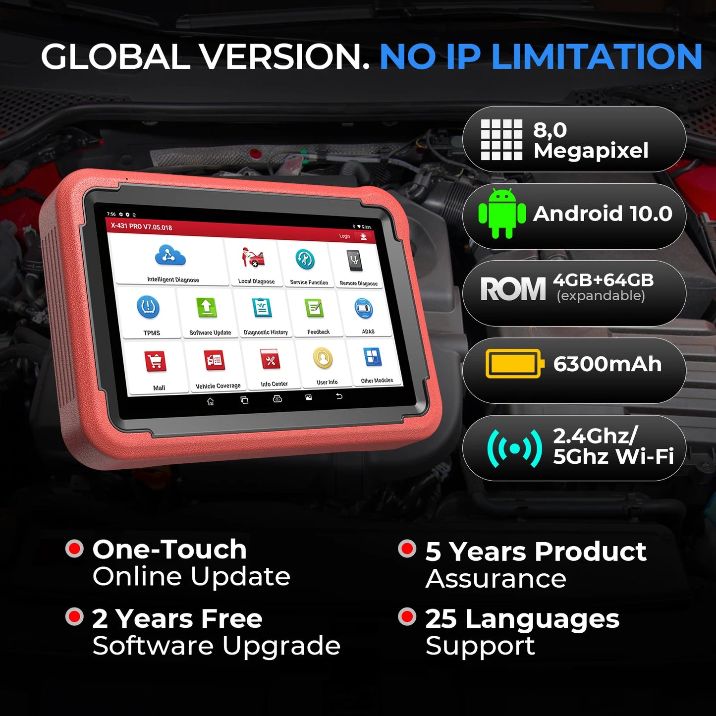 LAUNCH X431 PROS V5.0 Diagnostic Tools OBD2/OBD1 Car Scanner PROS V Diagnostic Tool All System Automotive Tool ECU Coding