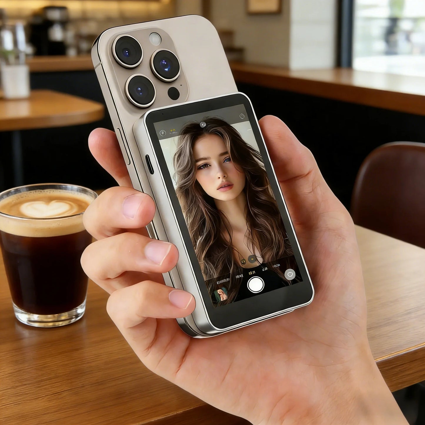 Vlog Selfie Monitor Screen for iPhone & Android, Magnetic Wireless Rear Camera Phone Monitor with 164FT Range for YouTube