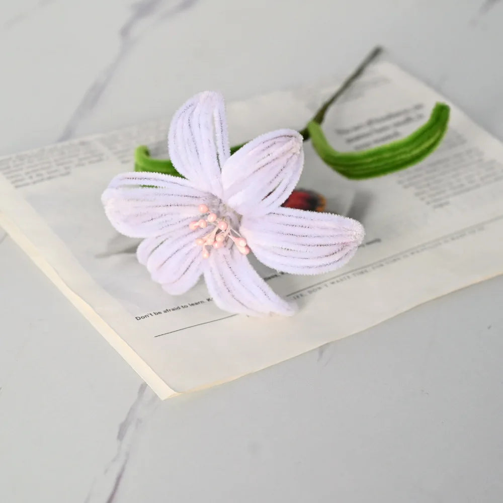 5Pcs Lily DIY Flower Calla Chenille Stems Fluffy Wire Pipe Cleaners Twist Stick Children Educational Toys Creative Handcraft