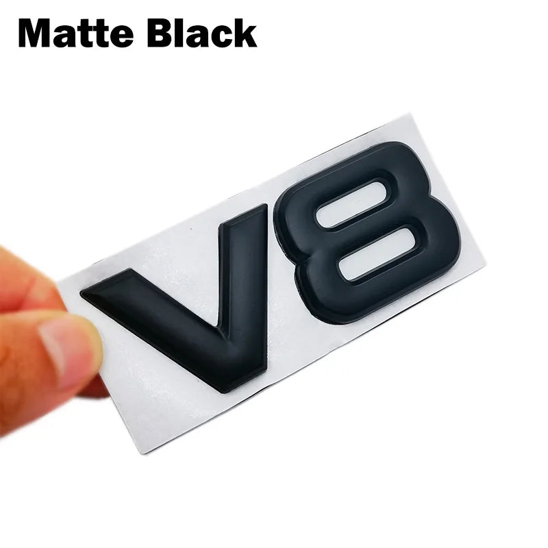 Metal Car Sticker V8 Rear Emblem Badge Decals Tail Trunk Sticker for Benz AMG BMW Mazda Chevrolet Skoda Ford Opel Audi Volvo