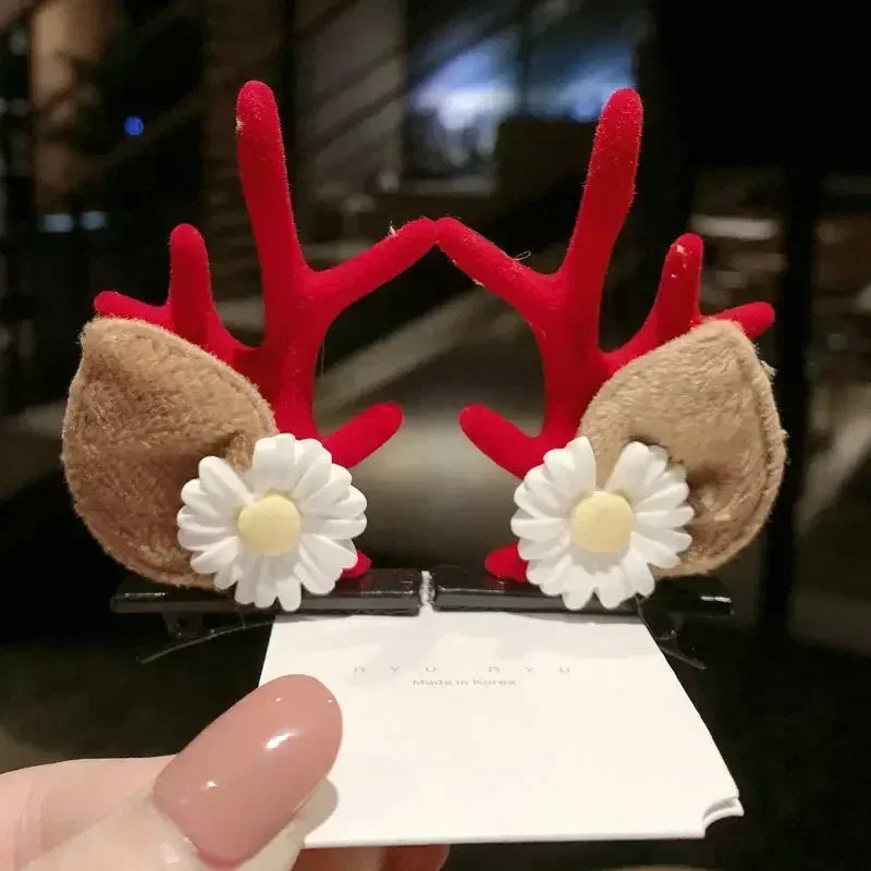 Xmas Antler Barrette Hairware New Year Girls Hairgrips Woman Party Ornament Accessories Christmas Hair Clips Deer Ear Hairpins