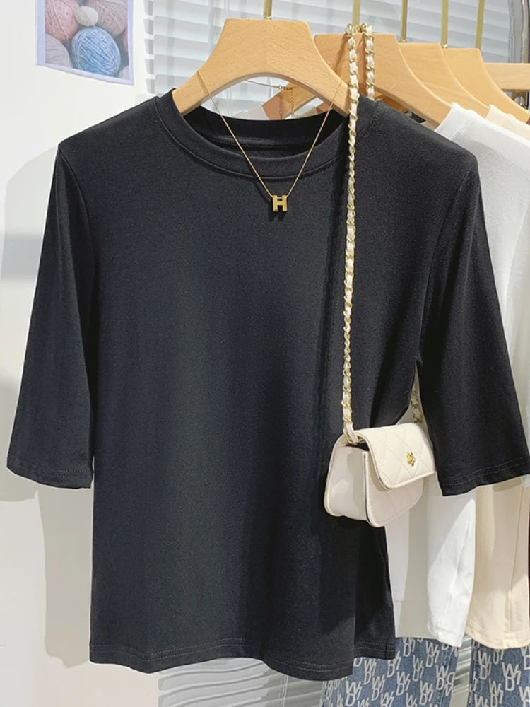 Women's 100% Cotton Crew Neck Tee — Short Sleeve