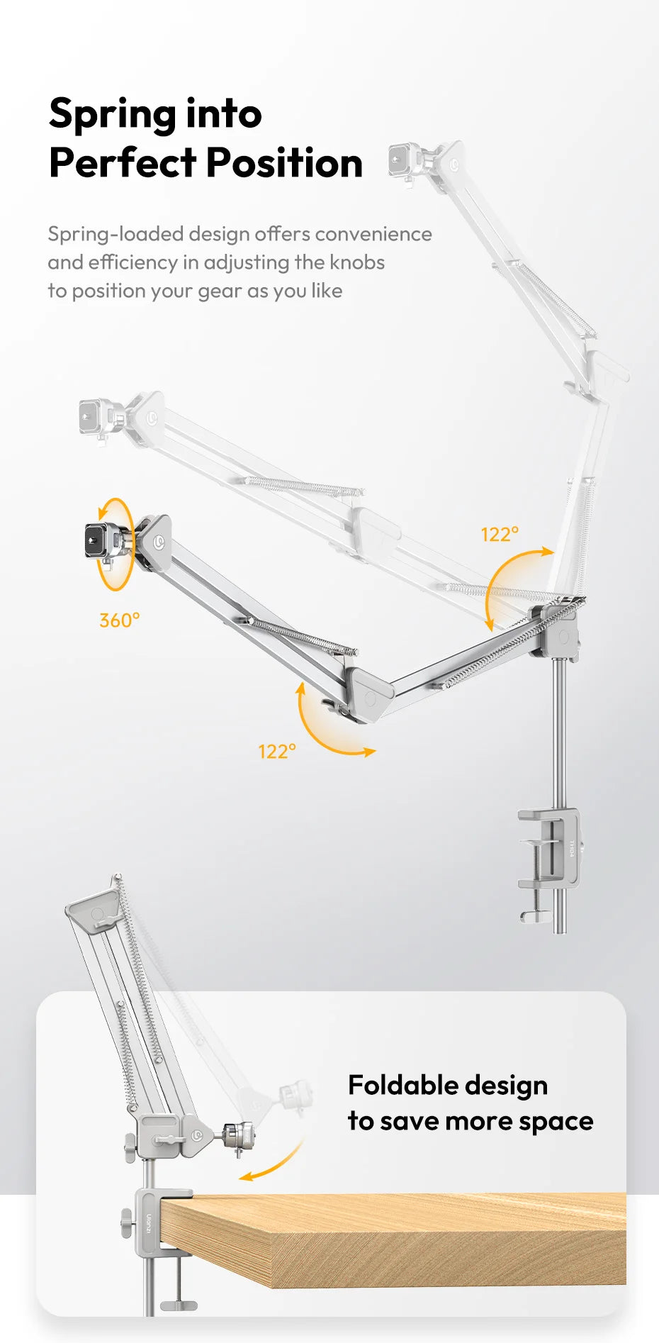 Original Ulanzi TH04 Dragon Camera Overhead Mount  Phone SLR Microphone Cantilever Bracket  Desktop Shooting Live Streaming