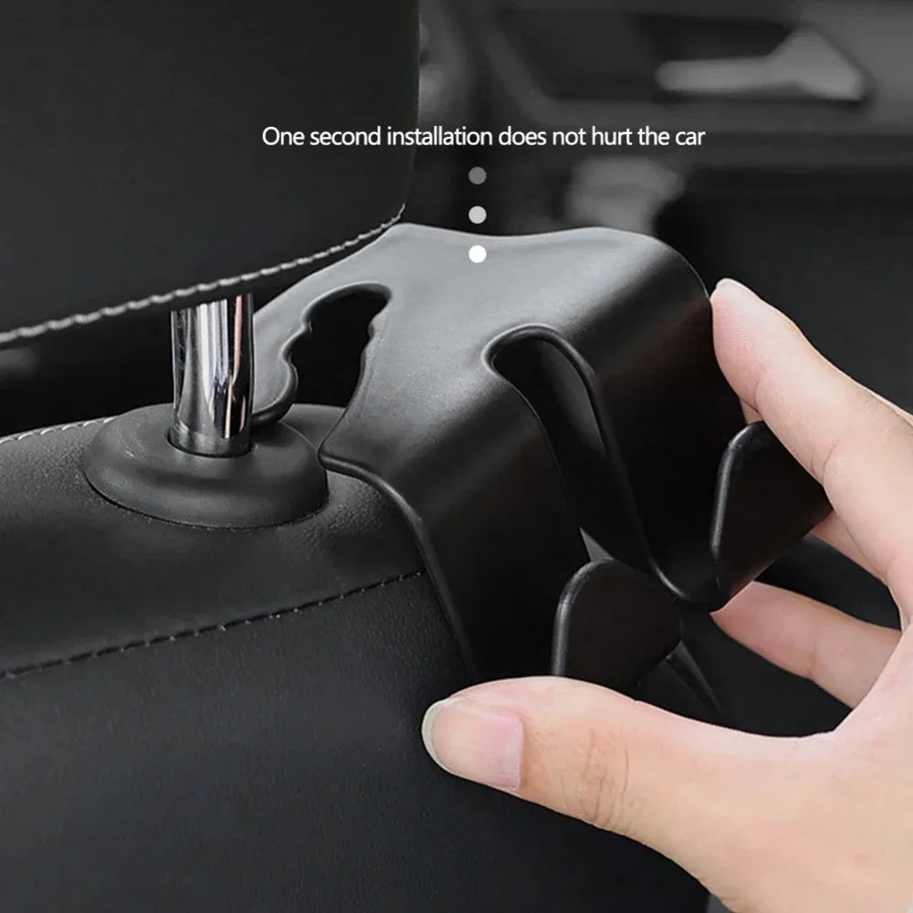 1/2PCS Car Seat Headrest Hook 4 Pack Hanger Storage Organizer Universal for Handbag Purse Coat Fit Universal Vehicle Car Black