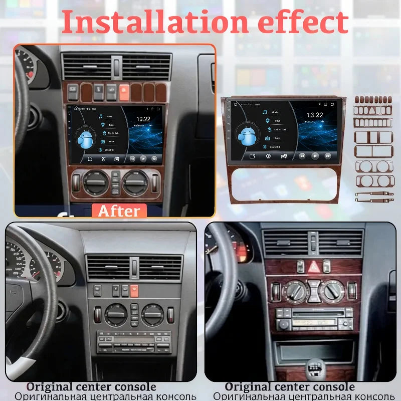Car Stereo with Apple CarPlay & Android Auto, Compatible with Mercedes-Benz C-Class W202 S202
