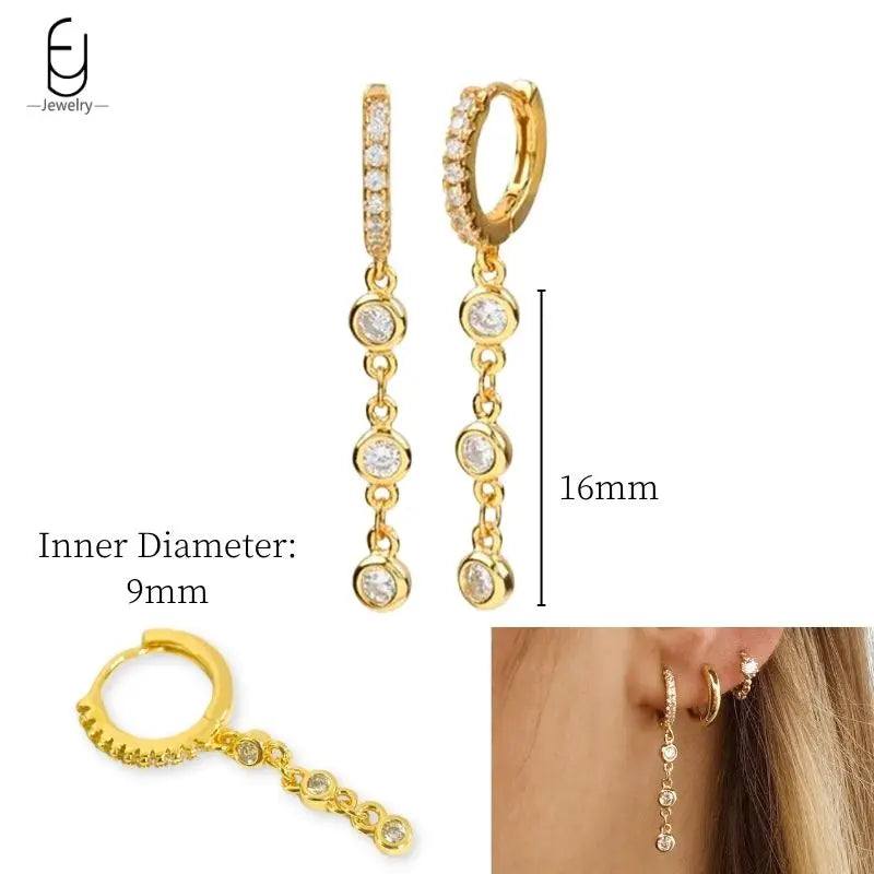 925 Sterling Silver Crystal Drop Earrings for Women - Heart & Flower Studs