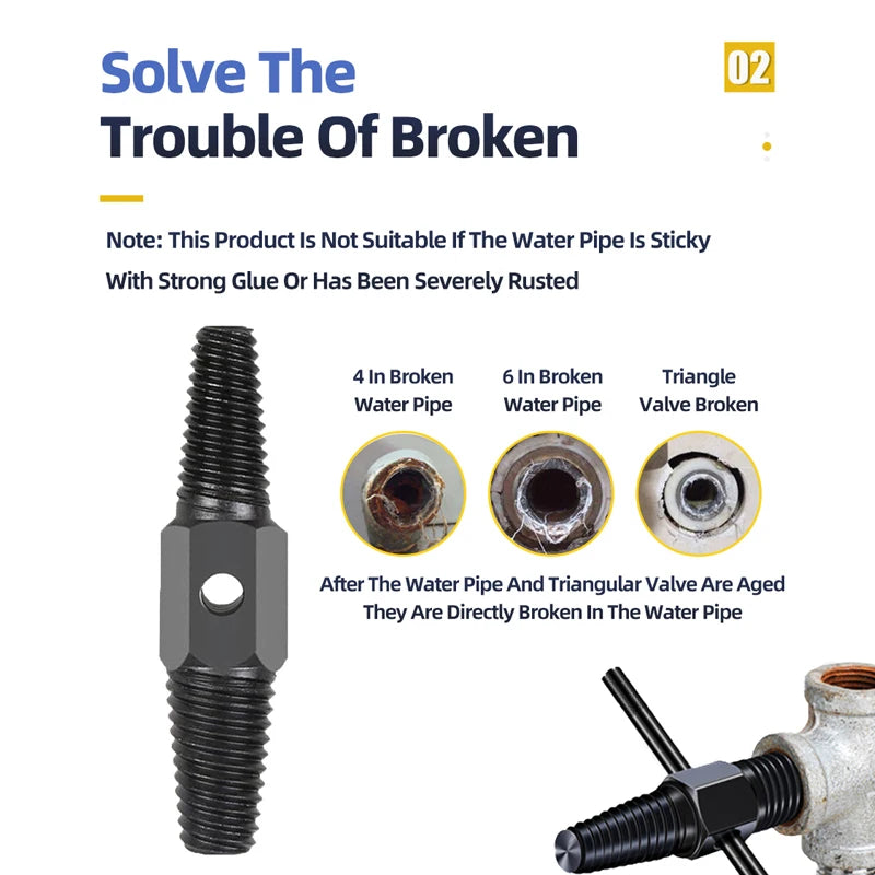TOOLEYE Double Head Screw Extractor Drill Bits Set Damaged Water Pipe Broken Bolt Screws Remover Tools Valve Thread Repair Taps