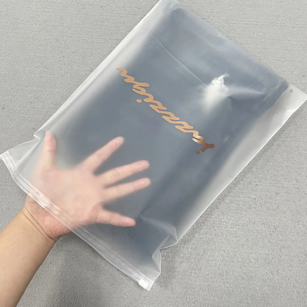 50pcs matte transparent zipper bag shirt packaging bag company product shipping packaging bag custom print your own logo