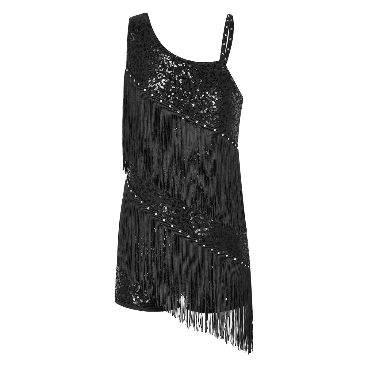 Girls sequin tassel Latin dress with shorts