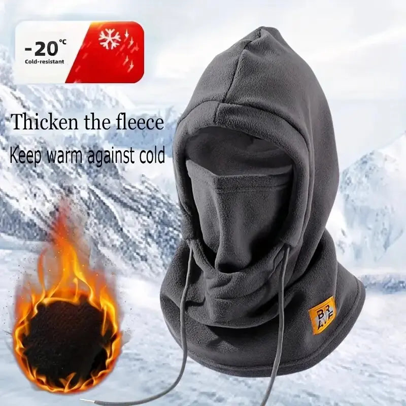 Unisex Knit Balaclava Hood - Drawstring Winter Riding Cap