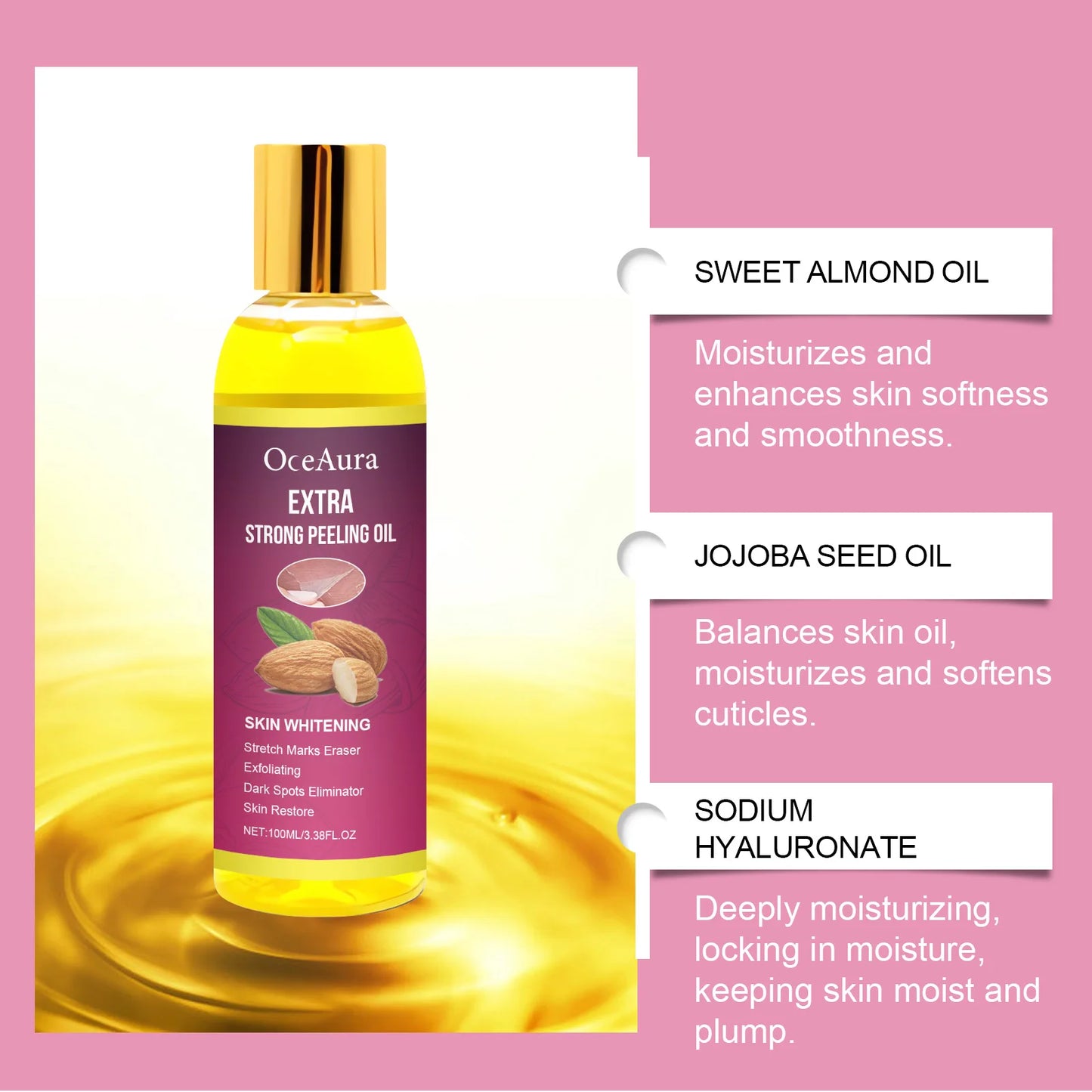 Body Exfoliating Oil, Cleansing & Nourishing Dry Skin Care, Polishing Treatment for Glowing Skin
