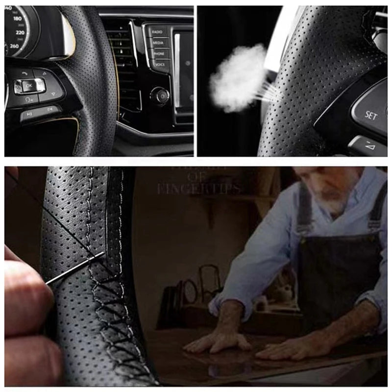 Hand-sewn Car Steering Wheel Cover For Chevrolet Captiva 2007-2014 Silverado GMC Sierra 2007 Black Microfiber Leather