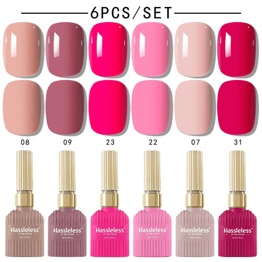 6 Piece Multi-Color Gel Nail Polish Set - Semi-Permanent Soak Off for Nail Art